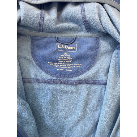 LL Bean Polartec Blue Hooded Fleece Jacket Womens Medium Full Zip - Picture 4 of 5
